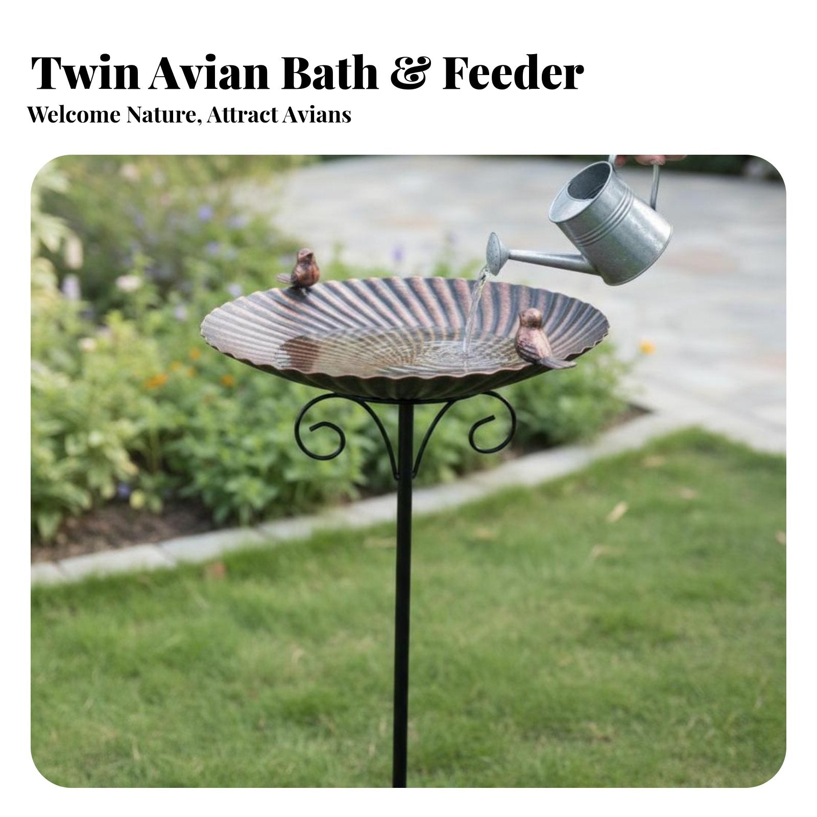 Freestanding Bird Bath Weatherproof Outdoor Decor Heavy Duty for Yard, Gardeners