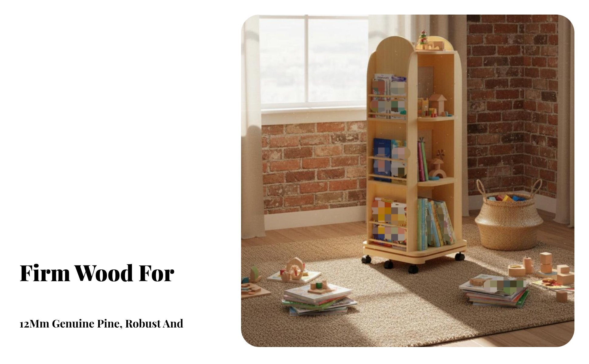 Mobile Rotating Book Rotating Book standDegree Rotation children's Book Storage Unit Space-Saving Double-Sided Reach