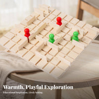 Grid Board Game Natural Wood Children's Pastime Compact for Tabletop
