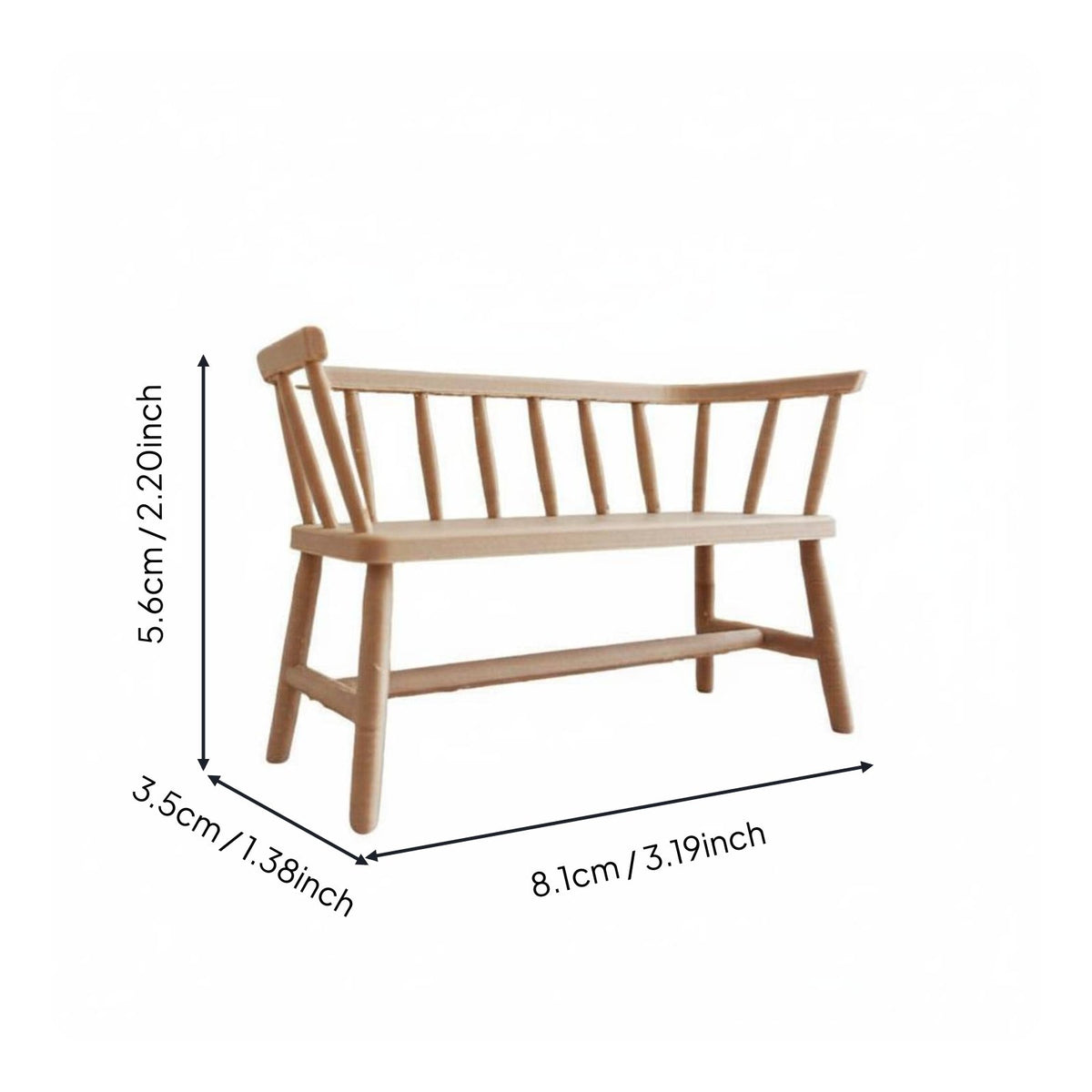 Dollhouse Bench DIY Scene Accessory Miniature Wooden Loveseat Photo Prop