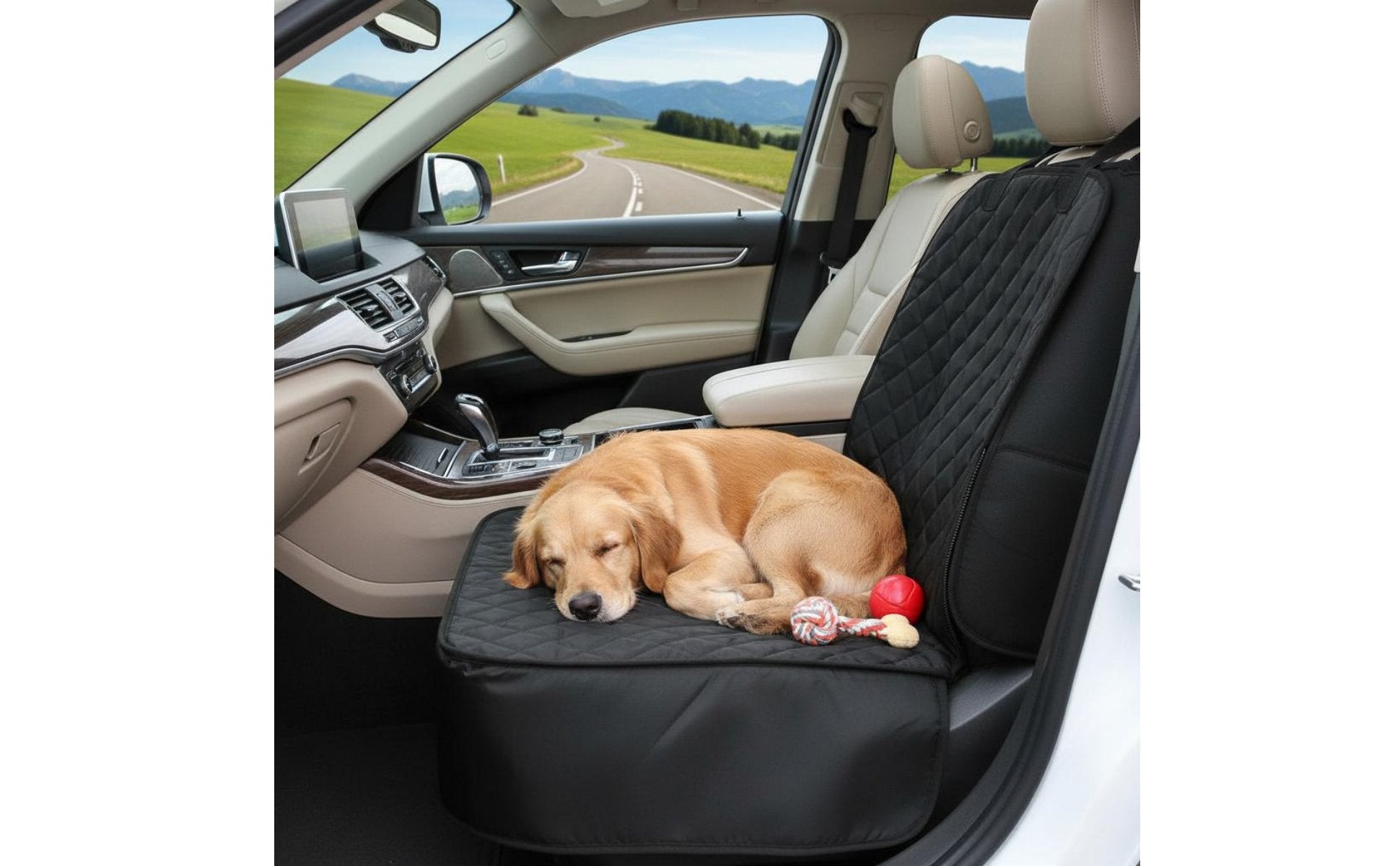 2-in-1 Dog Waterproof Front Seat Pet Booster Machine Washable Quilted Dog Car Basket for Small Dogs, Cats