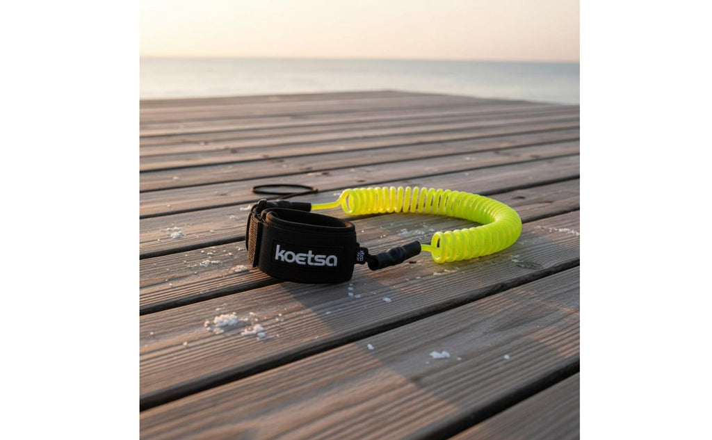 Elastic Surfboard Rope Adjustable Hook-and-Loop Cuff Coiled Wave Leash