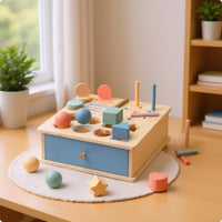 Educational Pitching Box Cutout Openings Wooden Shape Sorter Hand Eye Coordination Educational Sorting Toy for Home Education