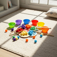 Flower Color Sorting Toy Fine Movement Skills Development Color Matching Toy Rainbow Bead Sorting Set Screen-Non-Digital Fun