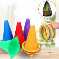 Cone Receptacle Hoop Toss Set Wide Square Bases Children's Plaything Training