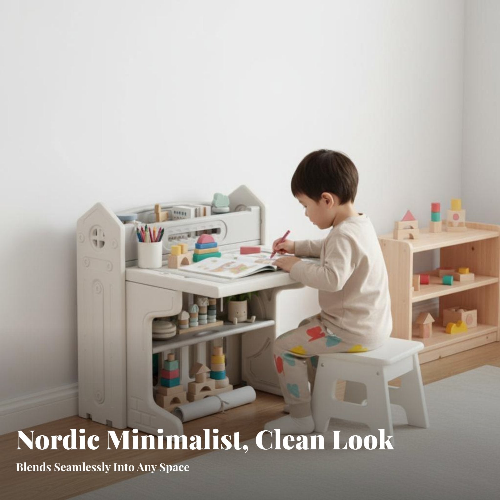 Bean-ShapedShaped Toddler Table Easy to Clean Surface kids' Furniture for Home Study