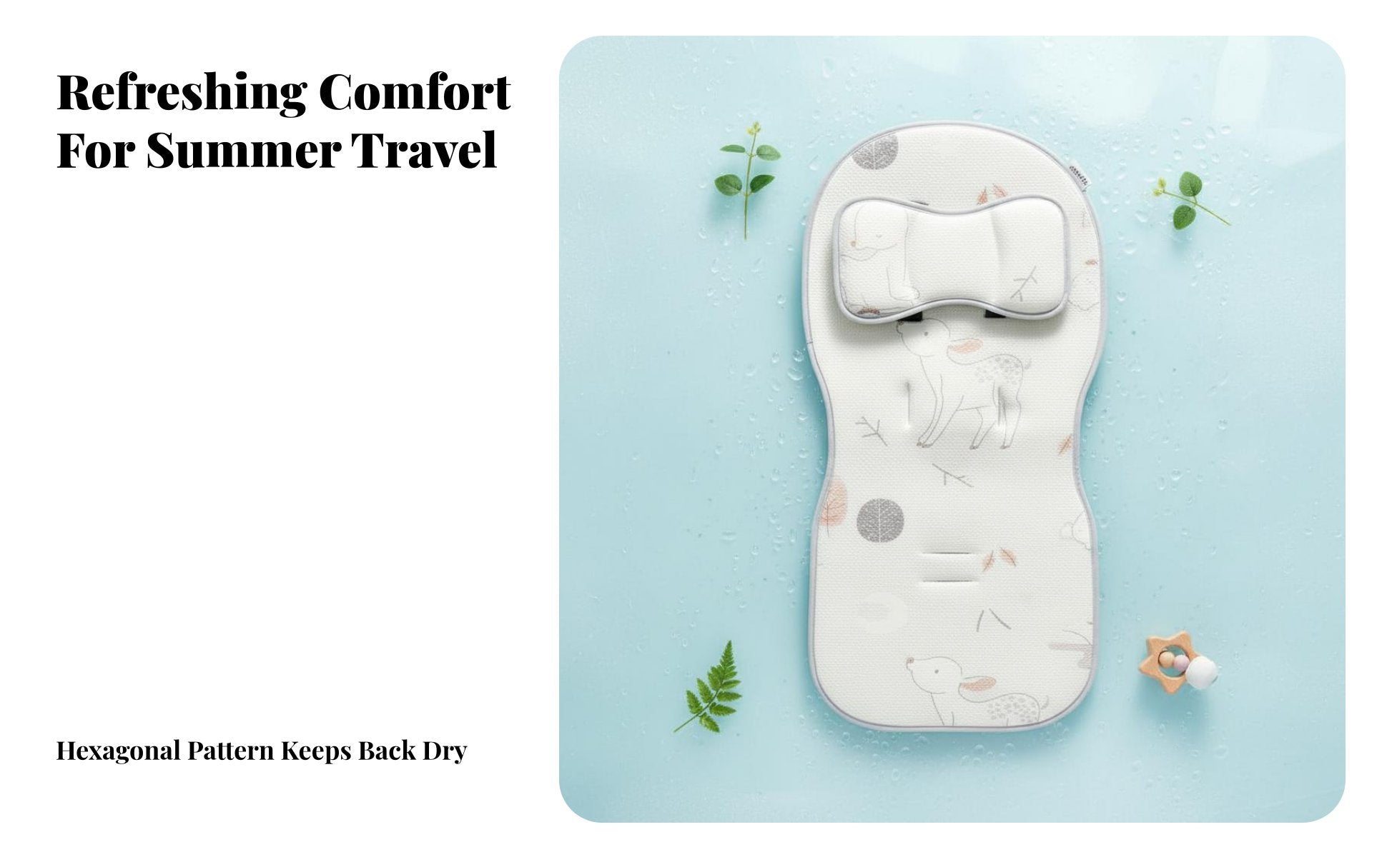 Universal Fit Baby Stroller Cooling Mat Moisture Wicking Breathable Stroller Seat Cushion Skin-Friendly for Toddlers, Hot Weather, Outdoor