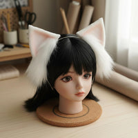 Furry Ear Headband Realistic Faux Hair Feline Ears Soft Doll Accessory for Dress Up