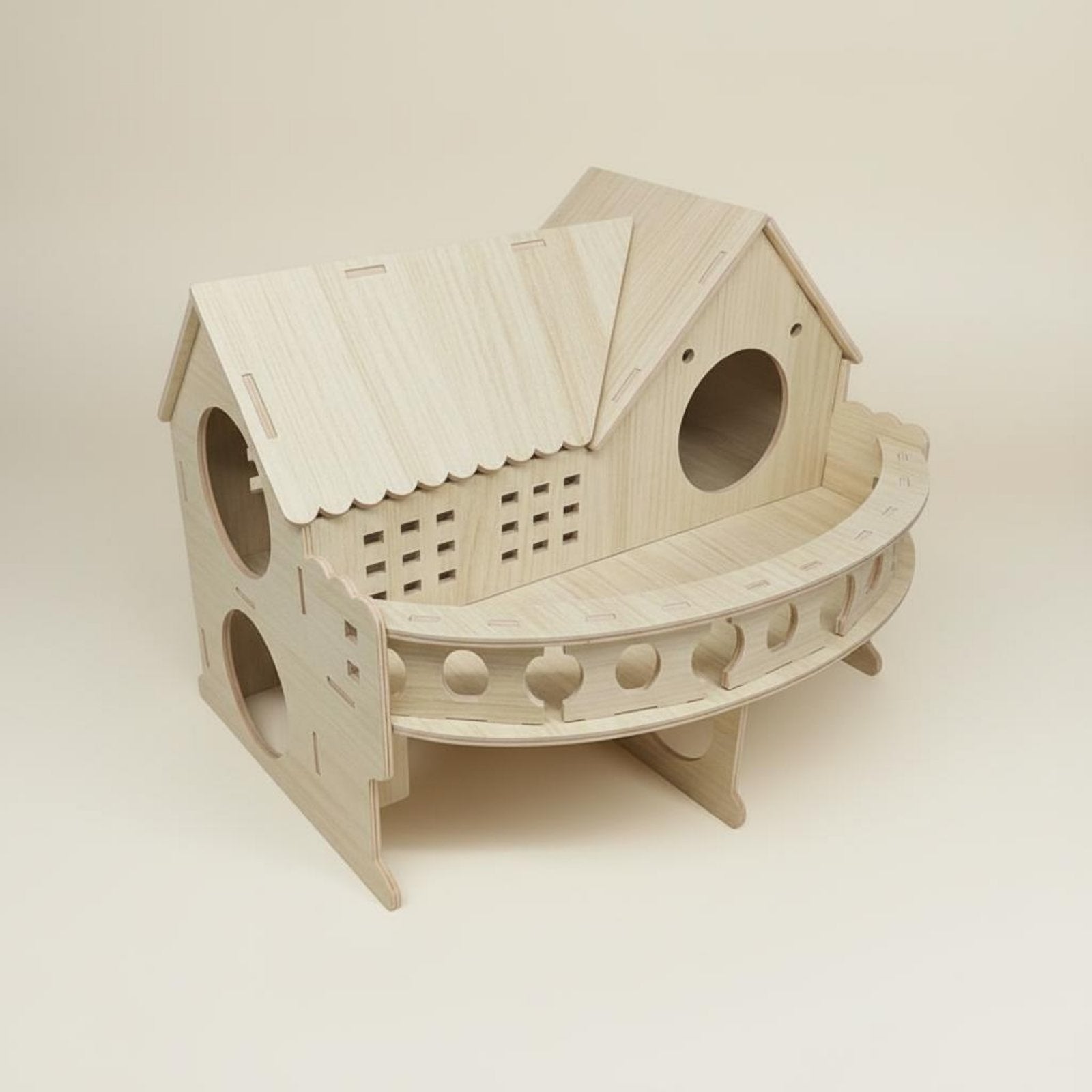Wooden Hamster House Natural Wood Material DIY Hamster Villa Safe Polished Edges