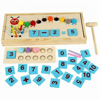 Wooden Math Box Beige Counting Toy Tray