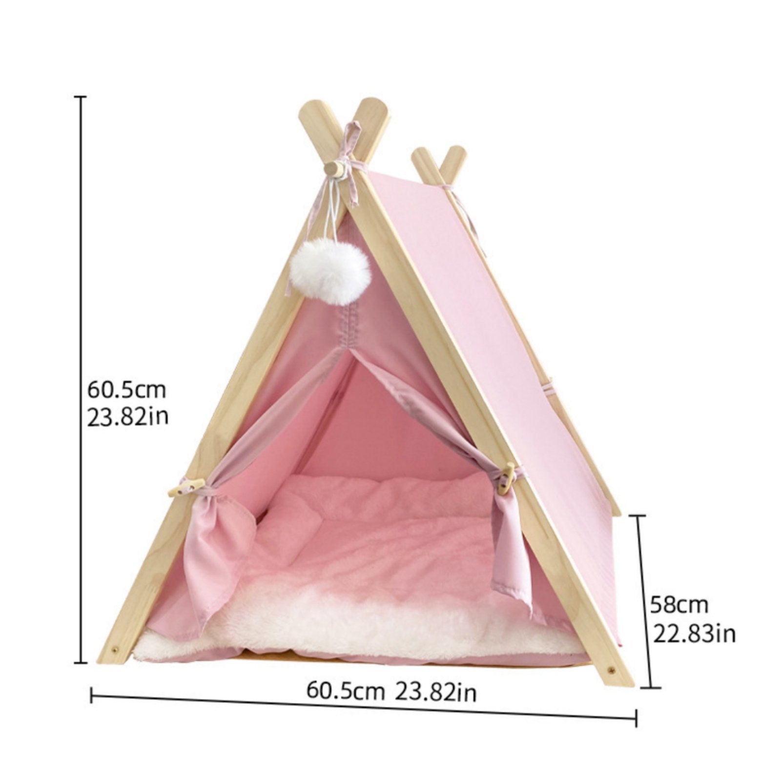 Small Dog Tent House Semi-Enclosed Design Pet Teepee Soft Cushion for Cats