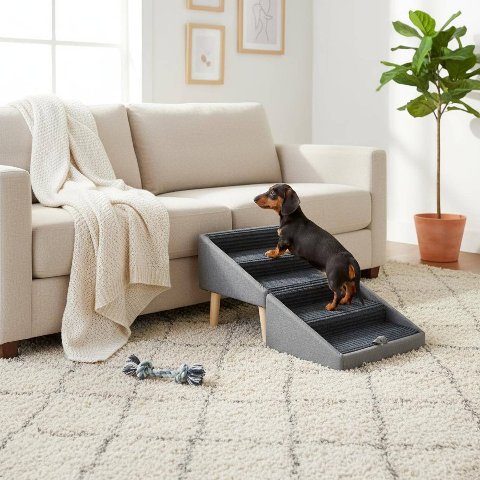 Foldable Dog Stairs Large Size Foldable Pet Stairs Easy to Clean Animal Gear for Young Dogs, Bed, Sofa
