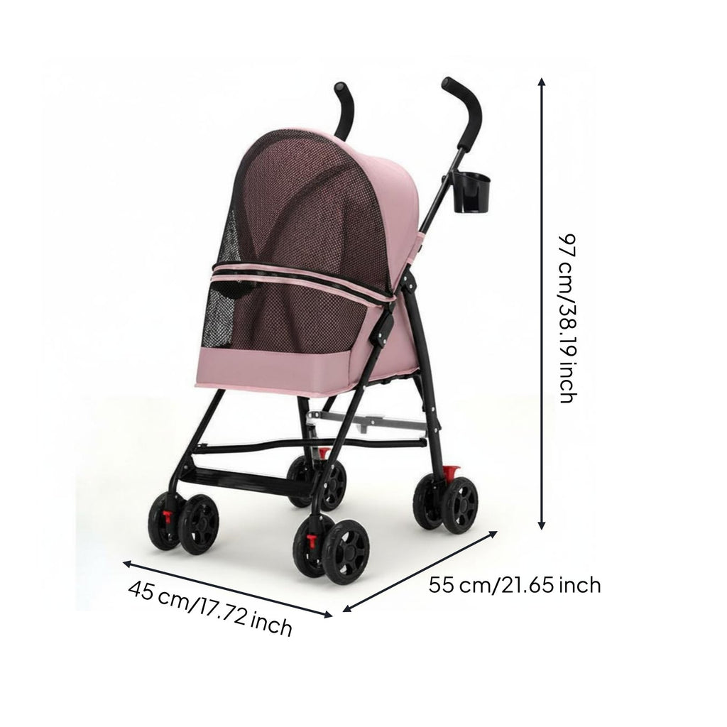 Foldable Pet Stroller Ventilated Lightweight Pet Stroller Lockable Wheels
