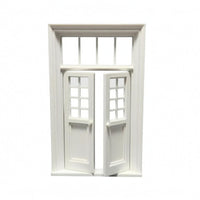 1:12 Scale Dollhouse Door Decorative Two Panel Transom Door Openable Transom Window Model