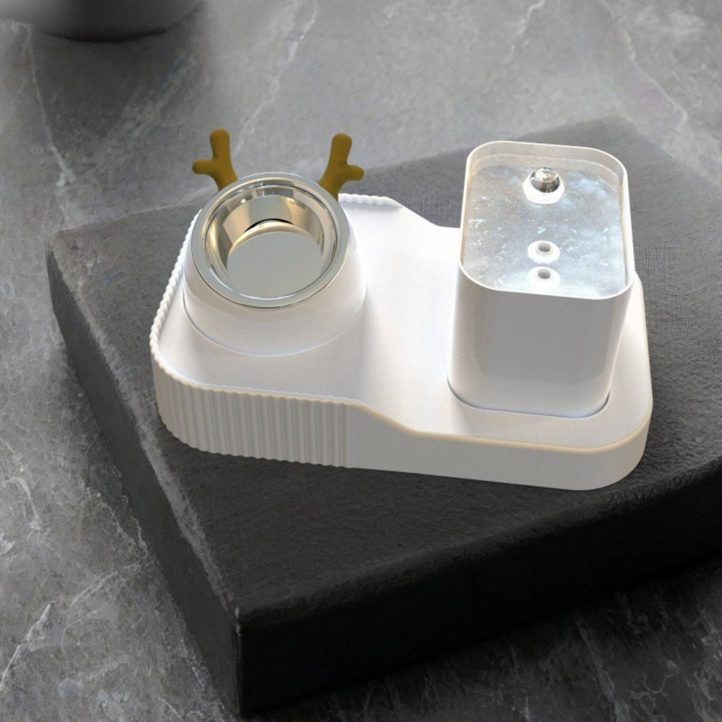 2-in-1 Pet Feeder Double Use Water Fountain Bowl Large Capacity for Cats