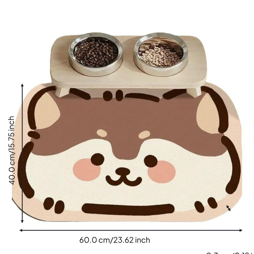 Cat Feeding Mat, Non-Slip Diatomaceous Earth Pet Food Mat, Absorbent, Quick Dry, Protects Floors, Easy to Clean, Prevents Spills, Pet Placemat for Messy Drinkers, Non-Slip Base, 18 x 12 inches