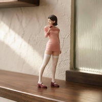 Fruit Holding Girl Figurine Pink Dress Mini Model Brown Hair