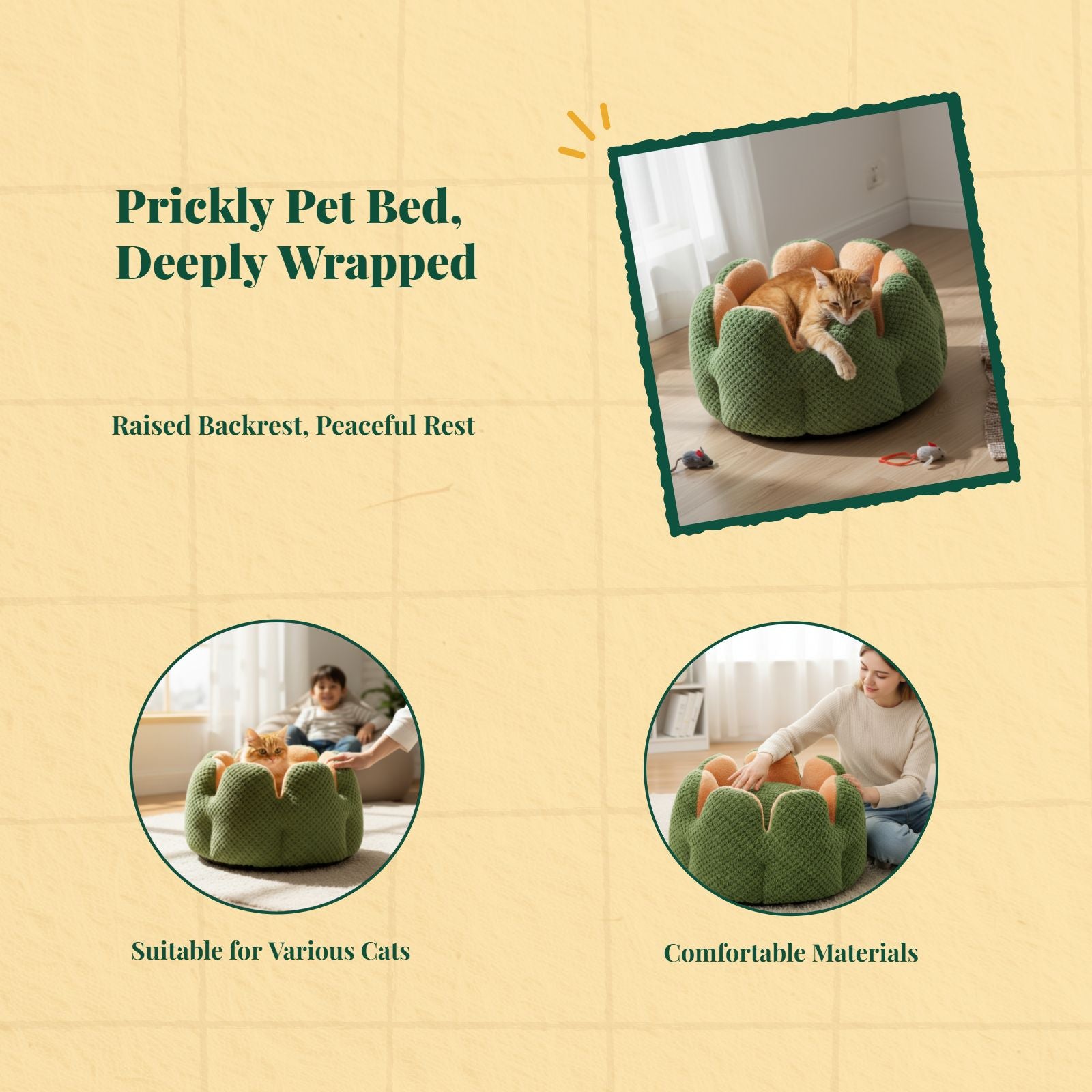 Self-warming cat bed, removable pad