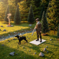 1:64 Scale Outdoorsman Figure Realistic Poses Scene Miniature Long-Lasting Resin