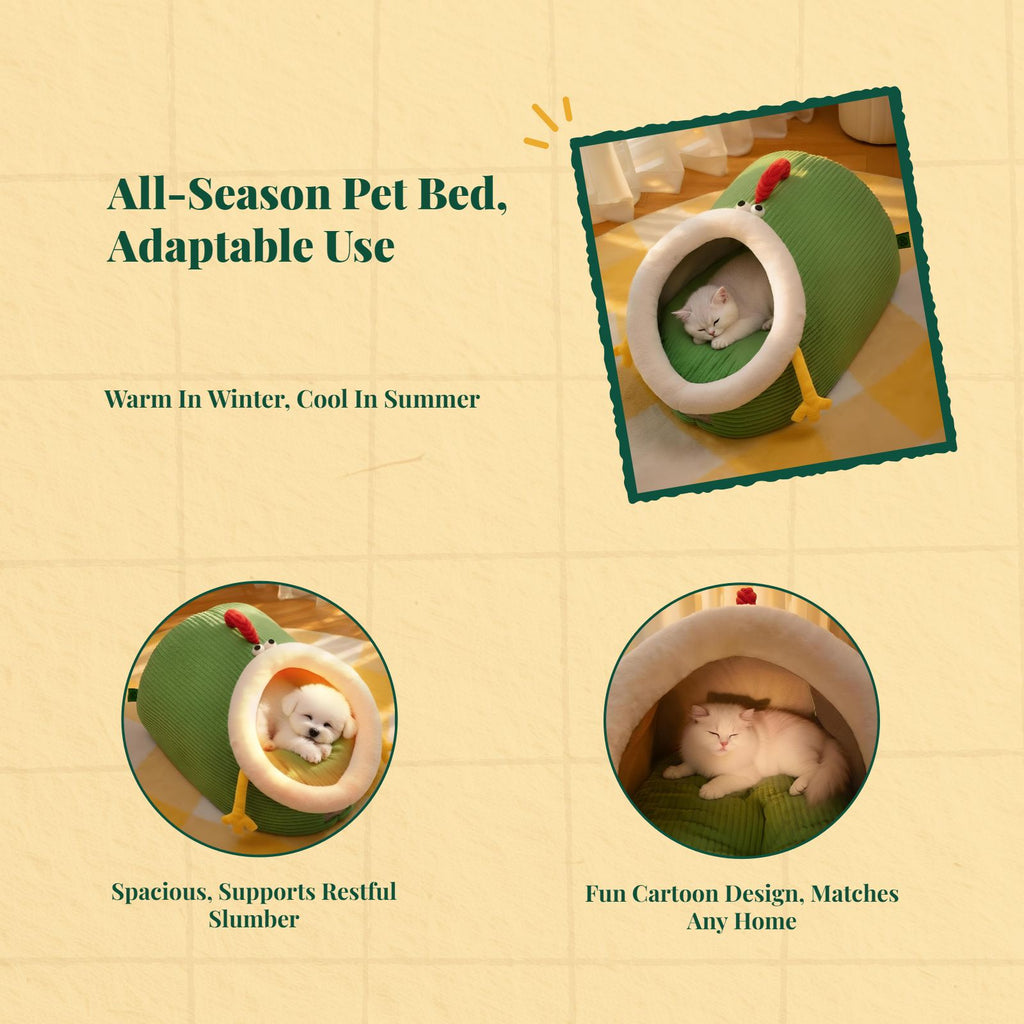 Washable semi-enclosed cat bed