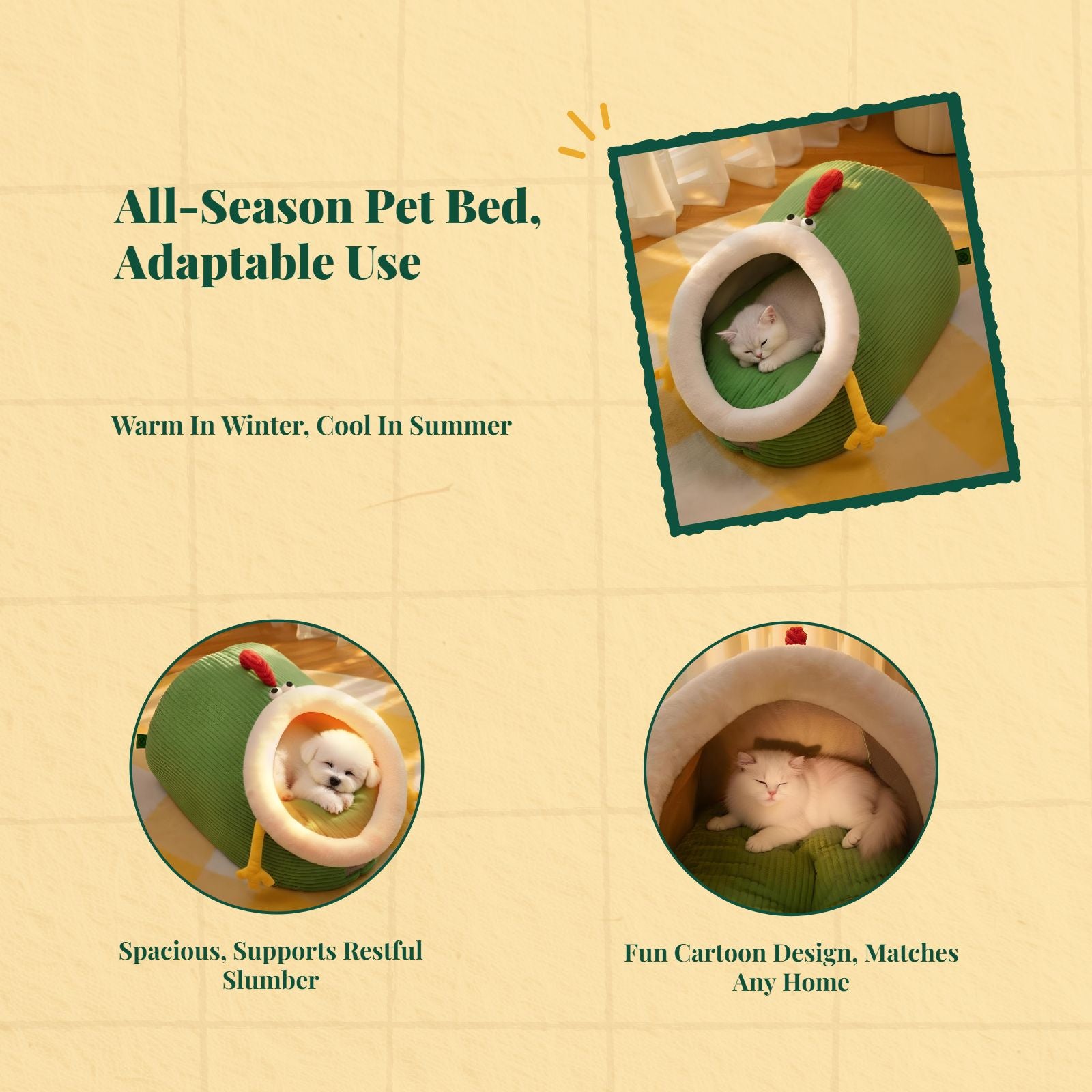 Washable semi-enclosed cat bed
