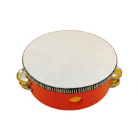 Double Row Tambourine Portable Red Tambourine Easy to Hold Percussion Instrument for Classroom