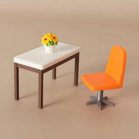 Miniature Computer Desk Set Scene Prop Dollhouse Office Set Realistic