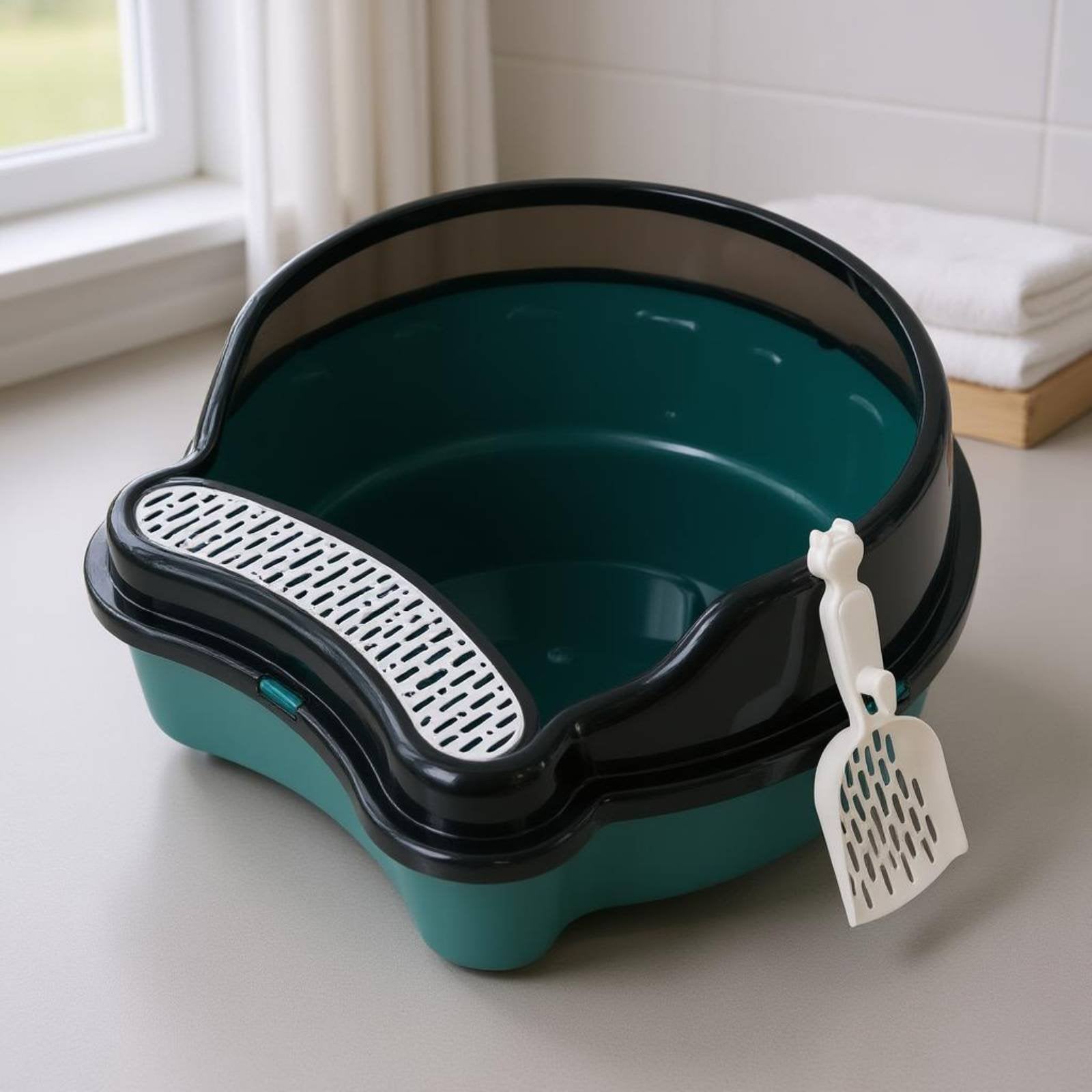 Semi-Enclosed Litter Box Detachable Pet Care Item Rounded