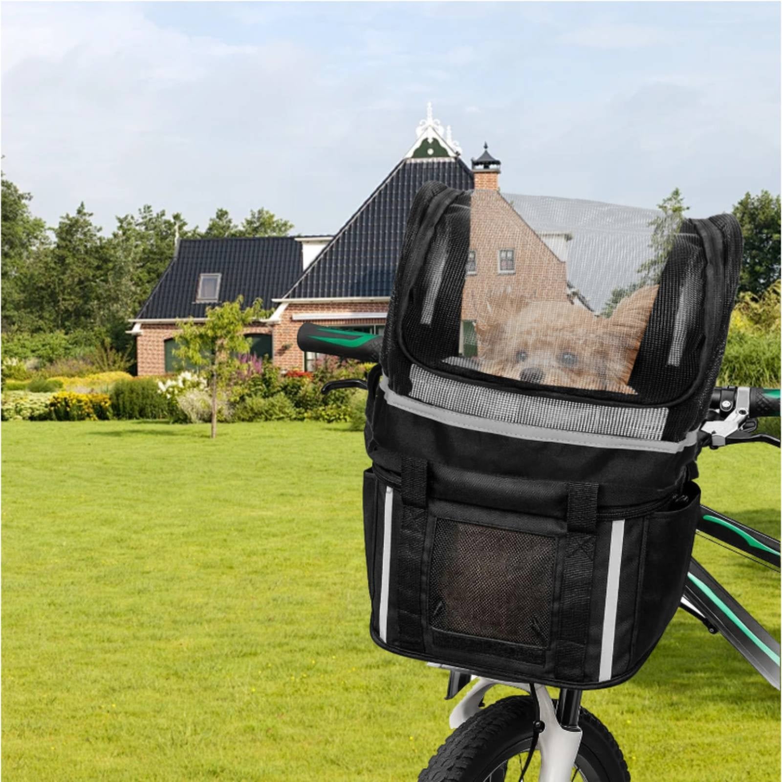 Front Bike Pet Carrier Reflective Strip Pet Accessory Rectangular