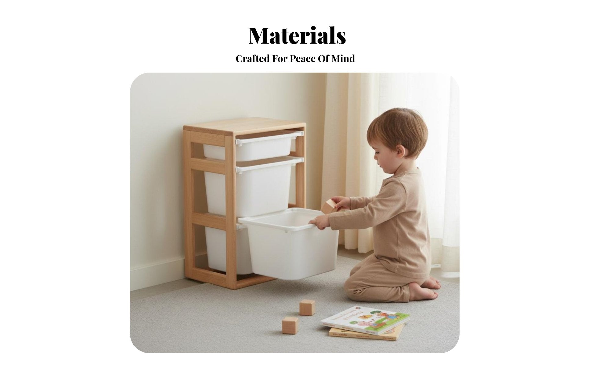Solid Wood Construction Wooden Storage Cabinet with Bins Child-Centered Inspired Toy Organizer Child-Friendly Design children's Furniture Rounded Corners for Toddlers, Teachers, Parents, Playroom, Preschool, Kindergarten, Classroom