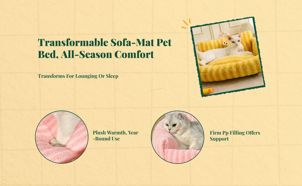 Washable plush cat or dog bed, warm indoor sofa mat for pets