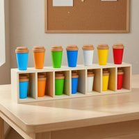 Color Matching Bottle Game Portable Wooden Tray Toy Long-Lasting