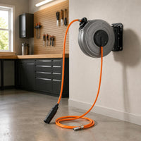 Automatic Retractable Hose Reel Compact Utility Equipment Orange for Garage