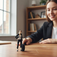 Tiny Suitcase Lady Figurine Realistic Details Resin Woman Statue for Collectors