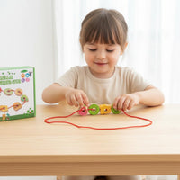 Stringing Educational Play Wooden Bead Puzzle Focus Training Wooden Threading Game for Preschoolers, Home, Preschool, Classroom