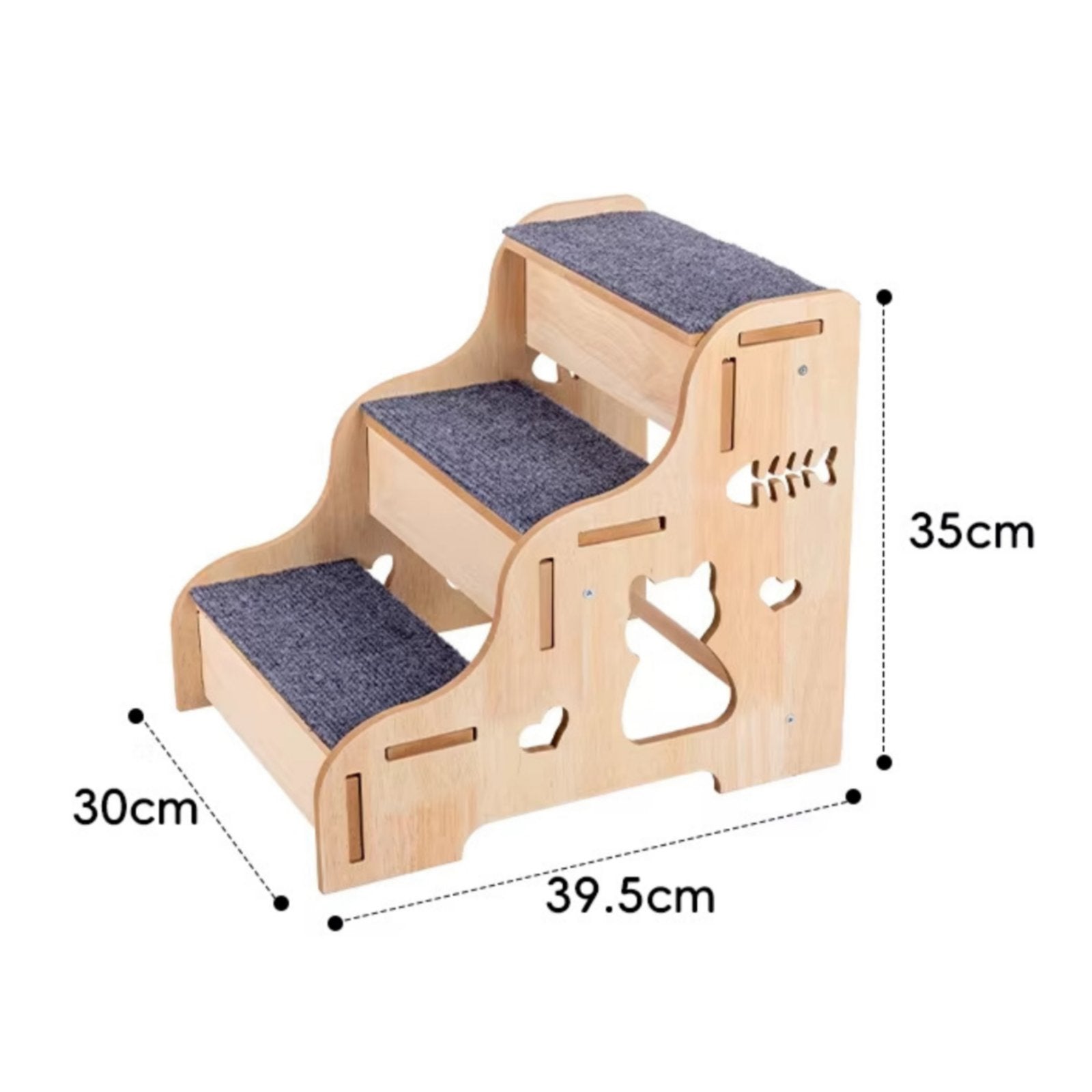 Wooden Dog Stairs Sturdy Construction Pet Steps Noise Reducing for Bedroom, Cats