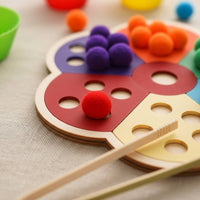 Flower Color Sorting Toy Fine Movement Skills Development Color Matching Toy Rainbow Bead Sorting Set Screen-Non-Digital Fun