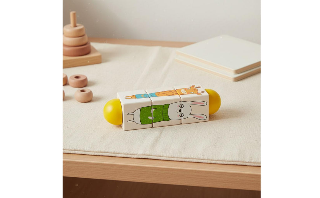 Wooden Grasping Brainteaser Compact Rotating Segment Toy Object Recognition
