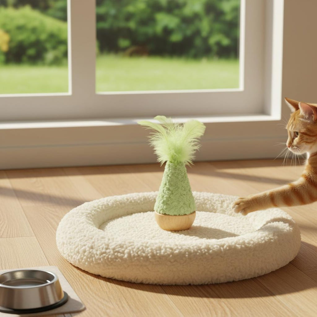 Tumbler Cat Toy With Bell Feather Wobble Toy Promotes Exercise Cat Teaser Rod for Cats, Kittens