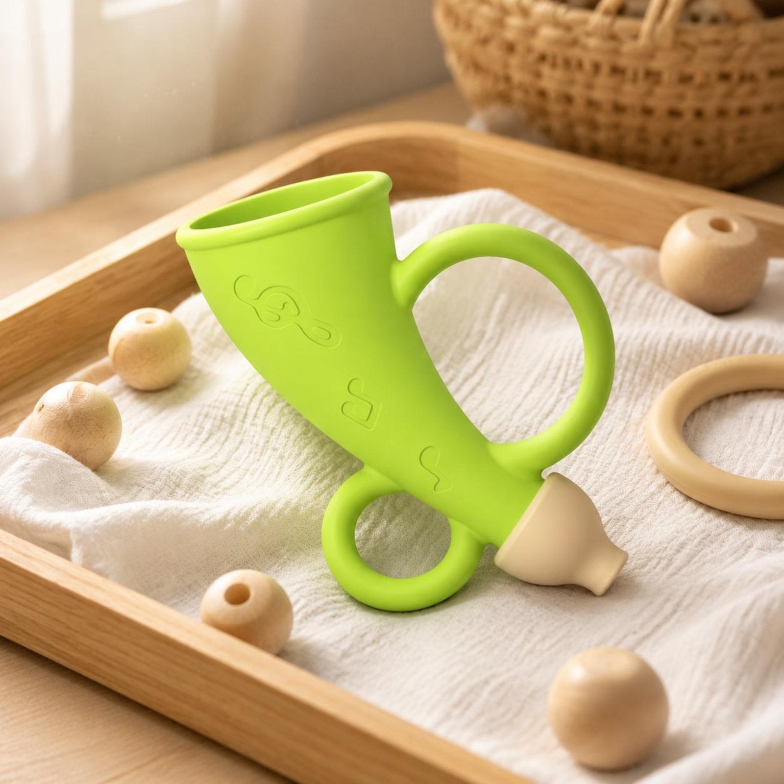 Baby Trumpet Safe to Gnaw-Safe Silicone Trumpet Toy Included for Playtime