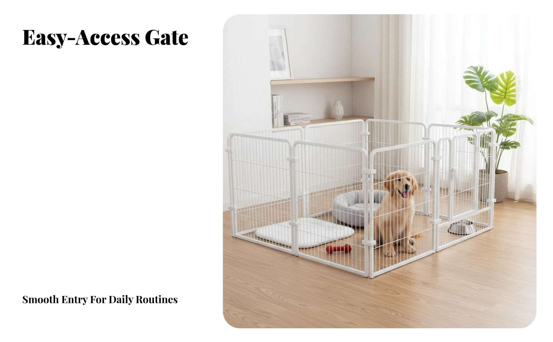 Customizable Shape Indoor Dog Pen with Door Easy Assembly Modular Pet Fence Sturdy & Stable Heavy Duty Puppy Enclosure Rust-Resistant for Dogs, Young Dogs, Potty Training