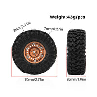 4 Pieces 1.3 Inch Beadlock Wheels Double 5mm 7mm Hex RC Crawler Wheel Set