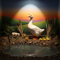Feathered Goose Model Real Feathers Simulation Goose Ornament Hard Physical Structure Decoration for Children, Photo Prop