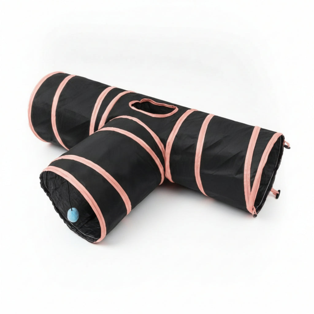 Foldable Cat Tube Springy Small Animal Tunnel Hanging Ball for Cats