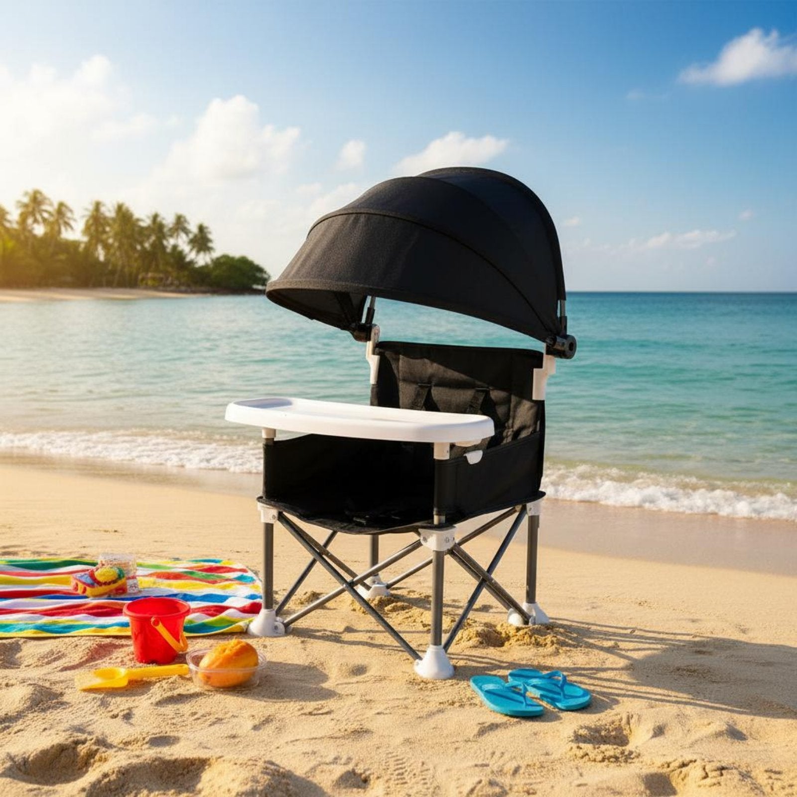 Beach Chair with Canopy Foldable Kids Camping Chair Fade Resistant for Babies