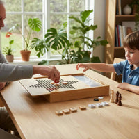 Bamboo Game Board with Storage Large Size Wooden Board Game Collection for Family, Kids, Home Entertainment