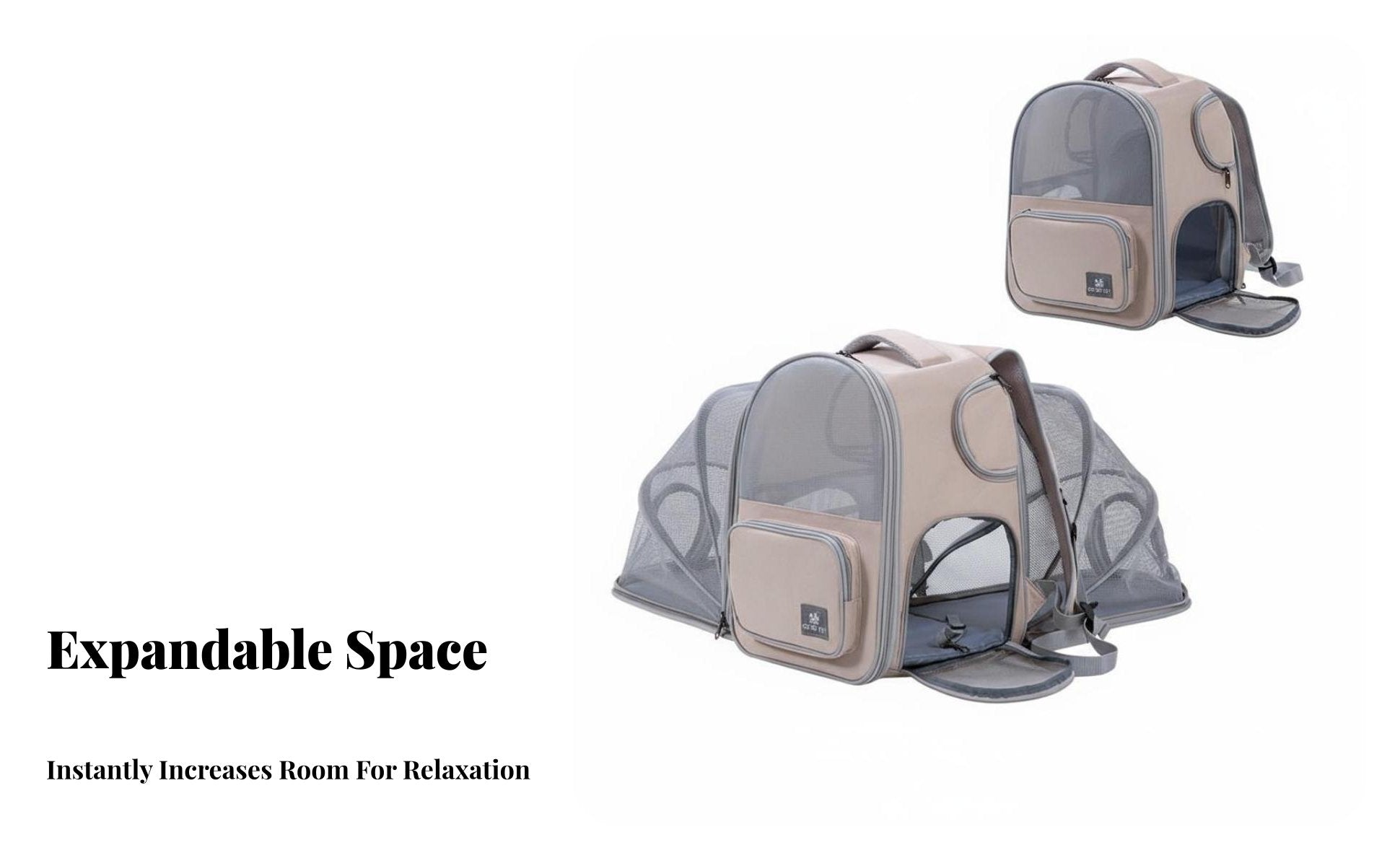 Expandable Cat Backpack Side Storage Pockets Expandable Mesh Rucksack for Hikers