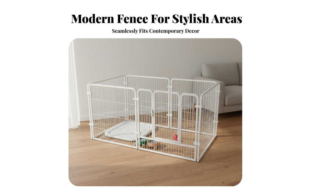 Customizable Shape Indoor Dog Pen with Door Easy Assembly Modular Pet Fence Sturdy & Stable Heavy Duty Puppy Enclosure Rust-Resistant for Dogs, Young Dogs, Potty Training
