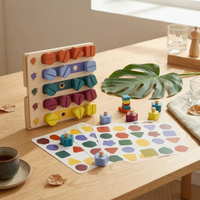 Wooden Screw Toy Hands-on Pattern Card Game Polished Edges for Children