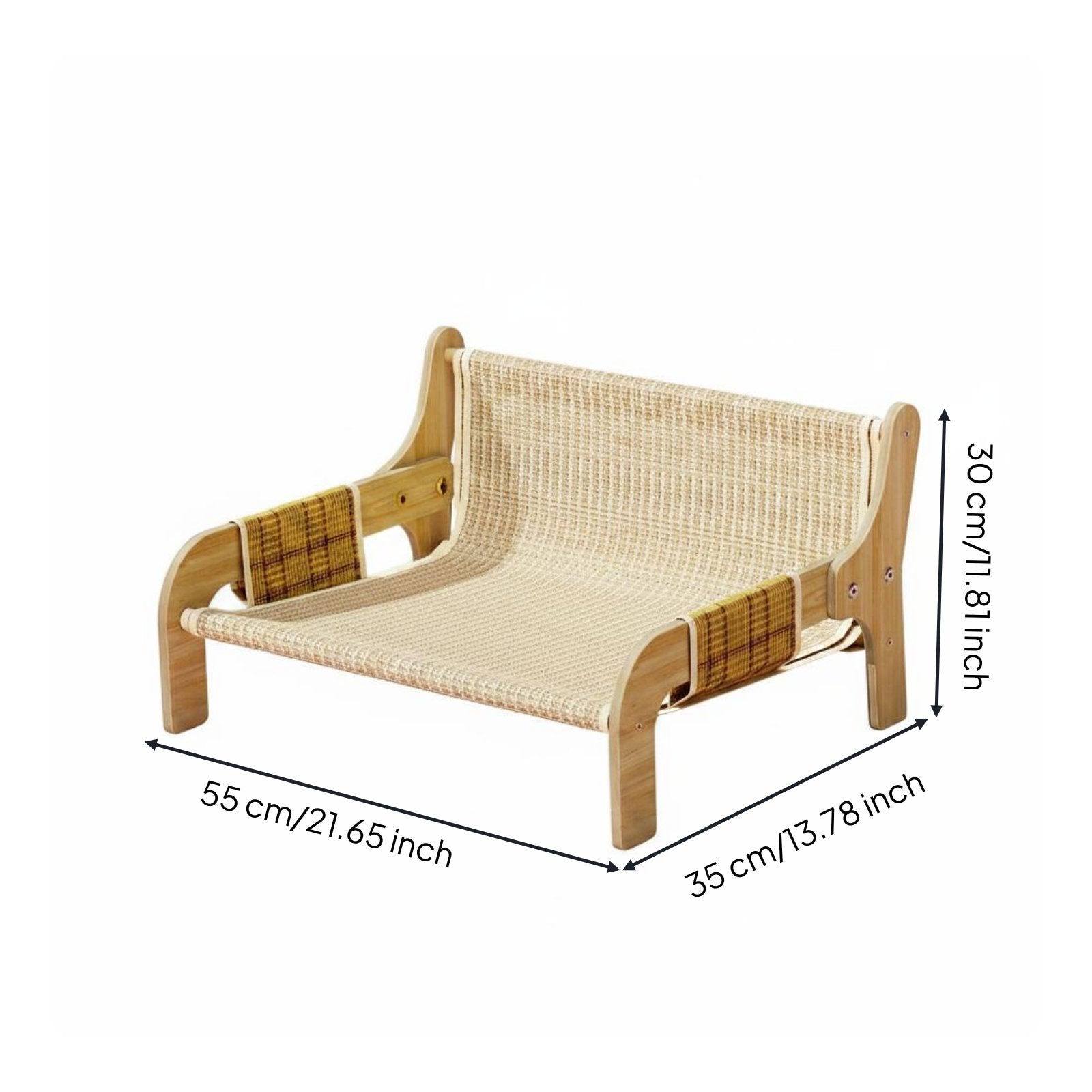 Wooden Cat Sofa Scratch-Friendly Cat Lounge Chair Sturdy Wood Frame Raised Pet Couch for Cats, Indoor